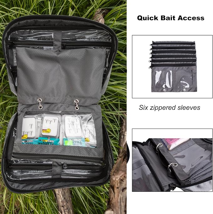 Fishing Tackle Binder Bag Lure Bait Organized Storage Binder Case(Black)