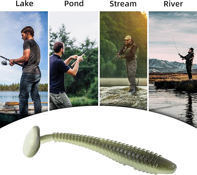 Paddle Tail Swimbaits 100/80/50PCS, 5/4/3/2 inch Soft Fishing Lures Bulk Pack – Durable Lifelike Action Lures for Bass, Trout, Crappie – Freshwater & Saltwater Fishing Gifts