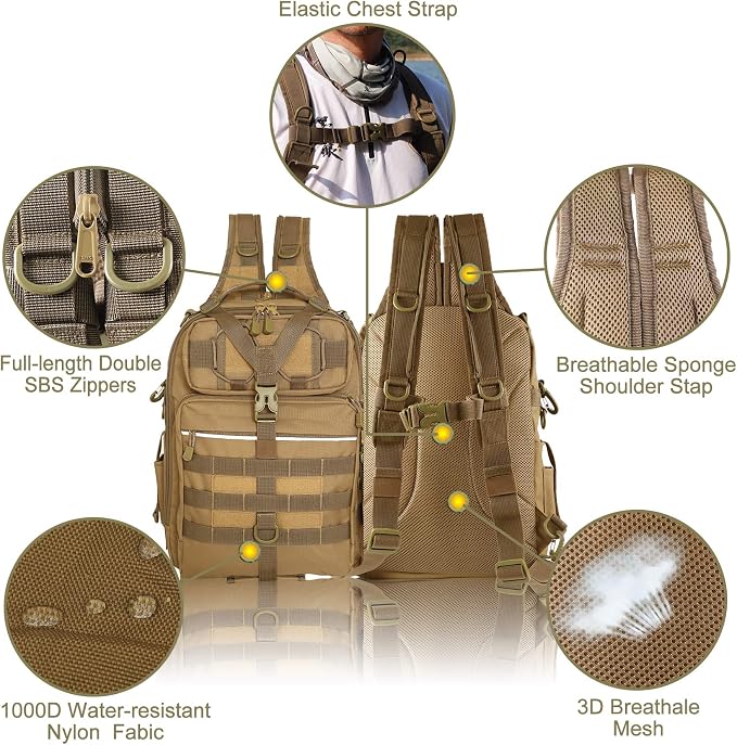 BLISSWILL Outdoor Tackle Bag - Large Water-Resistant Fishing Backpack
