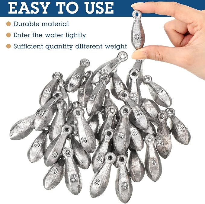 36 Pcs Bank Sinkers Fishing Weights Sinkers Weights for Surf Ocean Saltwater Freshwater Surf Bass Catfishing Fishing Casting Gear Tackle