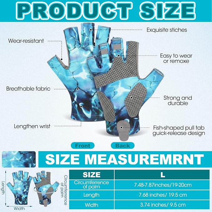 4 Pairs Half-Finger Fishing Gloves, UPF 50+ Breathable, Quick-Drying Sun Protection for Men & Women Anti-Slip for Fishing, Cycling