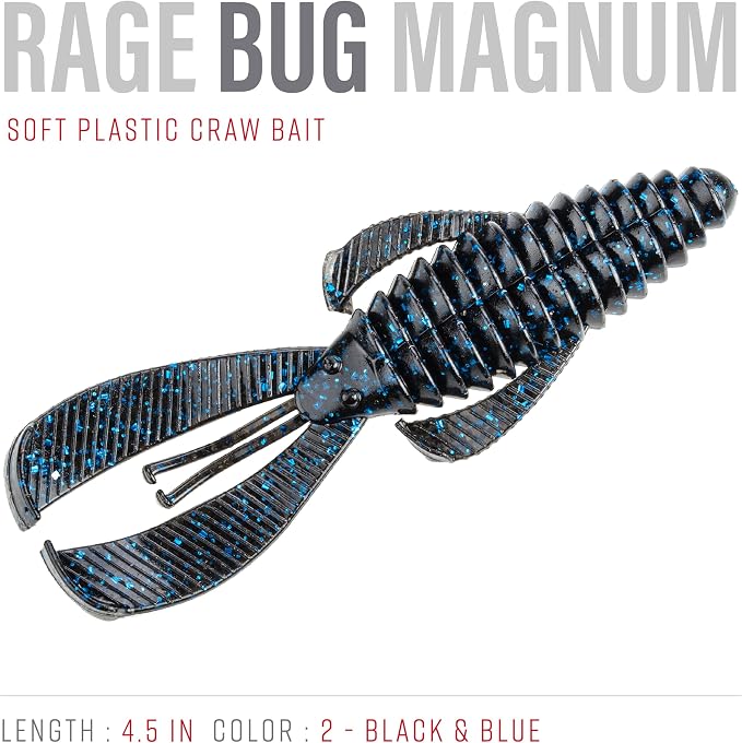 Strike King Rage Bug Fishing Lure, Soft Plastic Grub, Unique Design, Subtle Action