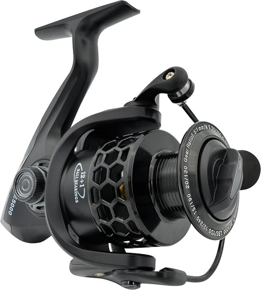 Fishdrops Spinning Fishing Reels 12+1BB Ultra Lightweight Carved Aluminum Spool Reels Affordable Smooth Spinning Reels