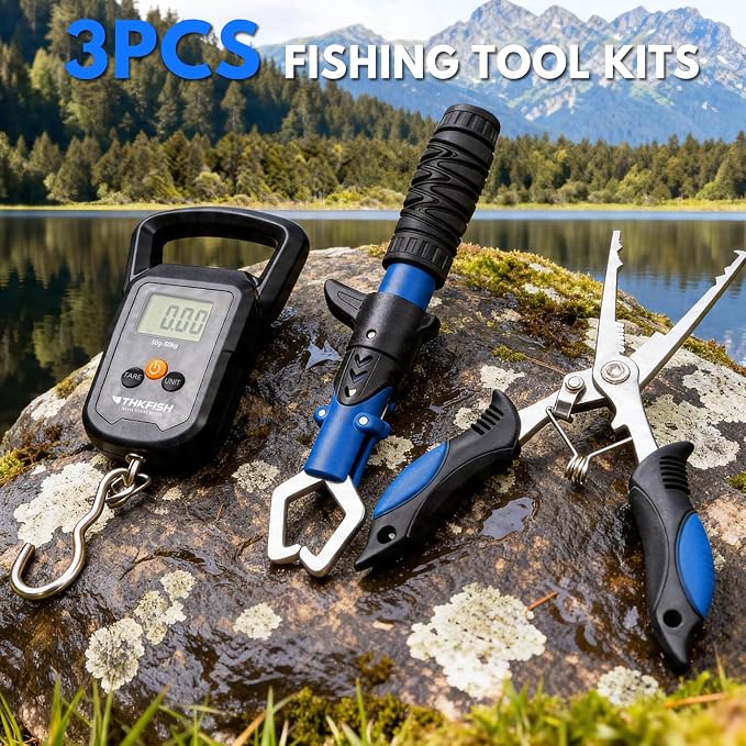 THKFISH Telescoping Fishing Rod and Reel Combo with Backpack, Carbon Fiber Travel Fishing Pole Spinning Reel Kit with Fishing Lures, Fishing Tools Kit for Men