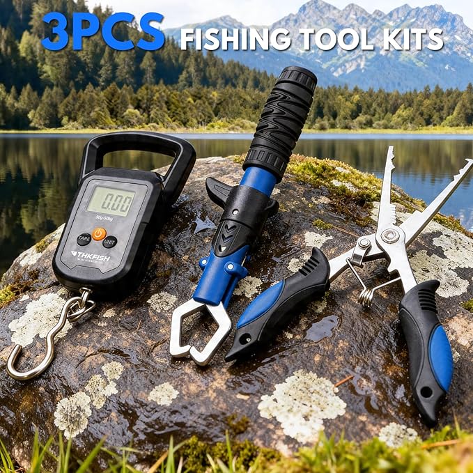 THKFISH Telescoping Fishing Rod and Reel Combo with Backpack, Carbon Fiber Travel Fishing Pole Spinning Reel Kit with Fishing Lures, Fishing Tools Kit for Men