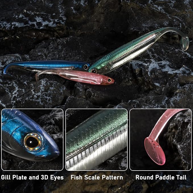 Dr.Fish Paddle Tail Swimbaits, Soft Fishing Lures for Bass Fishing 2.75-4.75 Inches, Freshwater & Saltwater Soft Plastic Baits Swim Shad Bait Minnow Lures Drop Shot