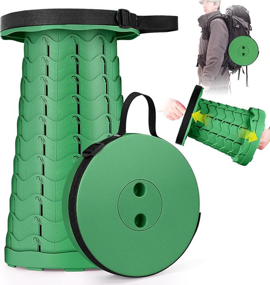 Qiguet Collapsible Stool, Folding Chair - Upgraded Portable Chair with Load Capacity 400lbs, Portable Stool for Camping Fishing Hiking - Folding Stool,Gifts for Fisherman (All Army Green)