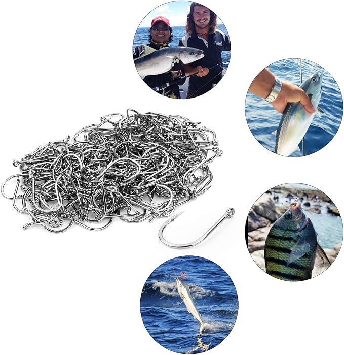 HETH 2000pcs Fishing Worm Hooks High Carbon Steel Wide Gap Offset Fishing Hook Set for Saltwater and Freshwater with 10 Sizes
