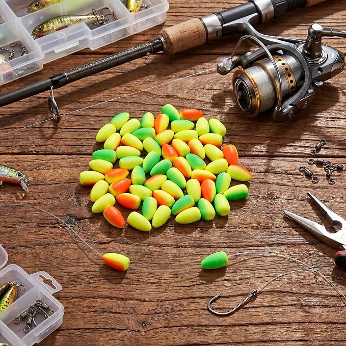 Skylety 60 Pieces Foam Floats Bullet Fishing Foam Snell Floats Pompano Rigs Oval Fly Fishing Strike Indicators for Trout Catfish Walleye