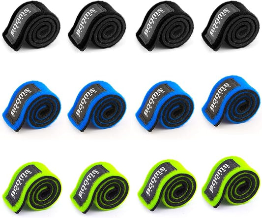 Booms Fishing RS3 Fishing Rod Wrap Pole Straps， Hook & Loop Fishing Rod Belts, Fishing Rod Ties for Casting Rods, Spinning Rods and Fly Rods