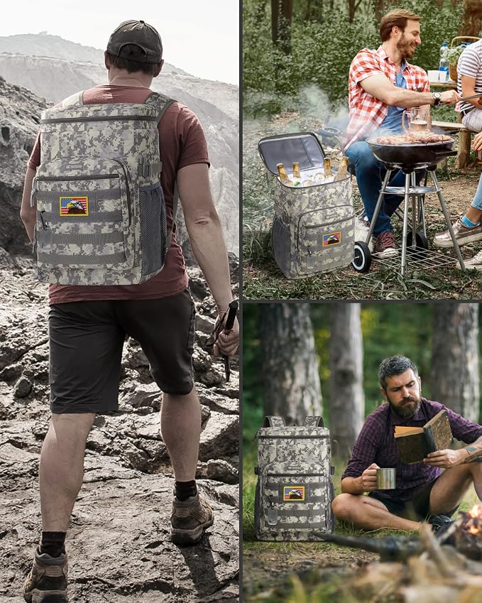 TACTICISM Tactical Cooler Backpack Insulated Leak-Proof - 24L Heavy Duty Lunch Backpack for Men Women Adults, Soft Ice Chest Backpack as Gift Work Hiking Camping Fishing Accessories