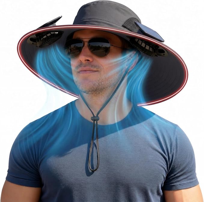 Solar Fan Hat with Steel Brim for Men Women UPF 50+ Garden Outdoor Fishing Beach Essential