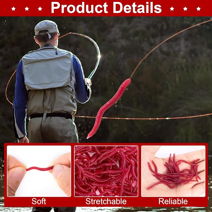 Fake Worms for Fishing, Soft Bass Realistic Maggots Baits Bread Worm Fishing Lure, False Wax Worm