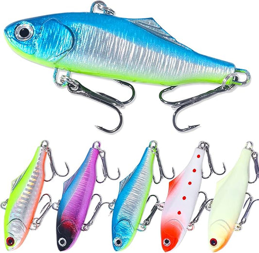 Lipless Crankbait, Rattle Trap Fishing Lures for Freshwater Saltwater, Lipless Crankbaits for Bass Fishing Lure Set for Bass Trout Walleye Redfish Pike, 5pcs with Box