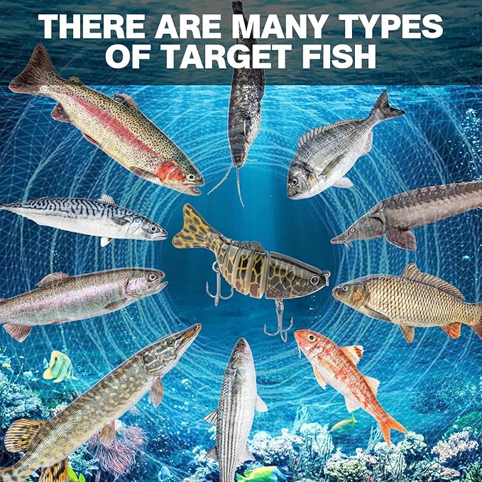Syosisny 3PCS Premium Segmented Fishing Lures Set, Multi-Jointed Hard Baits with 3D Eyes & Realistic Swimming Action, Sharp Treble Hooks for Bass, Trout, Walleye, Freshwater & Saltwater Swimbait