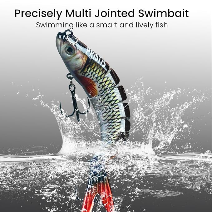 Pristis Lifelike Fishing Plugs for Bass Muskie Walleye, Slow Sinking Swimbaits for Saltwater Freshwater, Shallow Deep Diving Crank Hard Baits Lure Set with Reinforced Treble Hooks for Pike Crappie