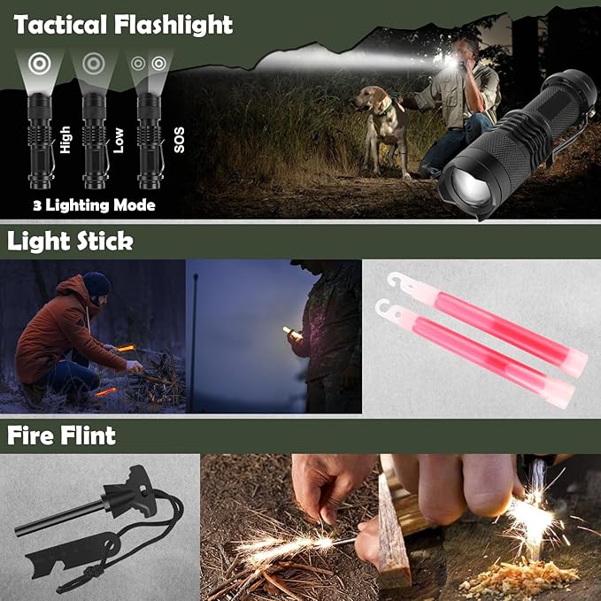 320 PCS Survival Kits First Aid Kit, Gifts for Men Fathers Day Him Dad, Survival Gear and Equipment with Tactical Molle Pouch for Car Camping Hiking Outdoor Adventure Earthquake Home Office