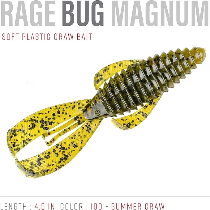 Strike King Rage Bug Fishing Lure, Soft Plastic Grub, Unique Design, Subtle Action