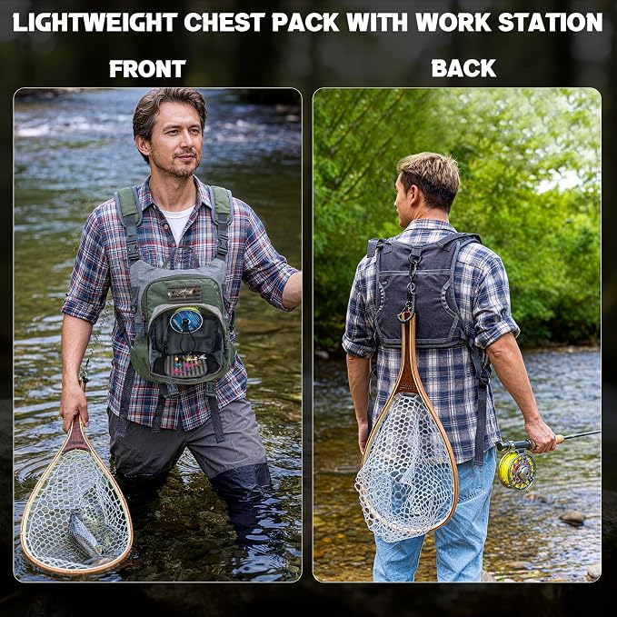 QualyQualy Fly Fishing Combo Starter Kit, 9Ft Fly Rod 4-Piece Graphite Rod with Bag, Accessories, Die Cast Aluminum Pre-Loaded Reel, Chest Pack, Fly Fishng Net & Flies
