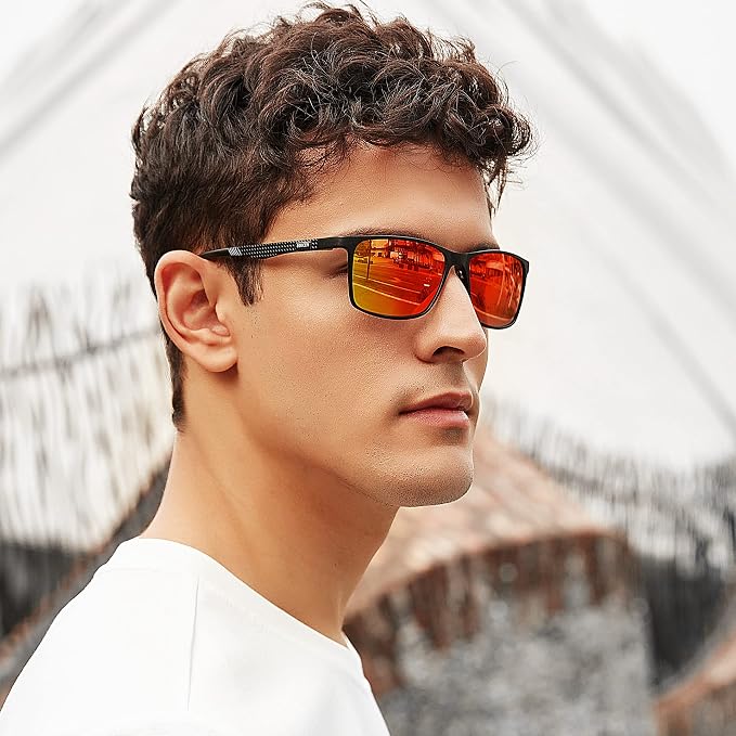 BIRCEN Polarized Mens Sunglasses for Driving: UV Protection Al-Mg Metal Sunglasses Lightweight Shades for Fishing Travel Golf