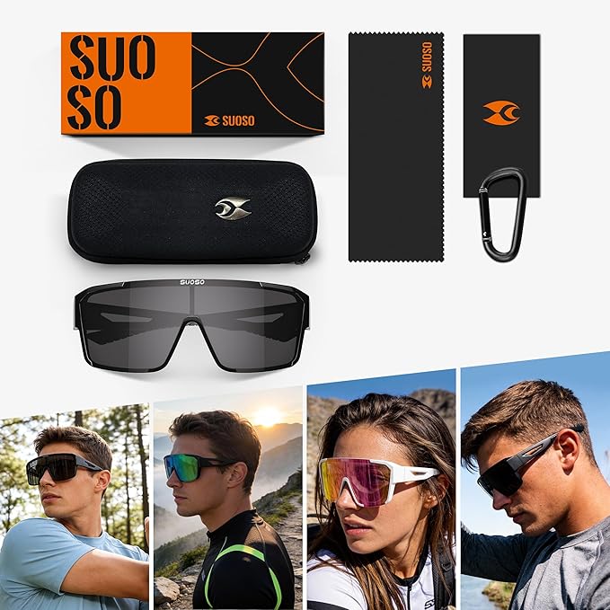 suoso Sports Polarized Fit Over Glasses: Men and Women UV400 Protection SunGlasses for Driving Fishing