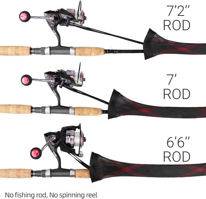 RUNCL Fishing Rod Sleeves & Reel Bags, Spinning/Casting Rod Socks & Spinning/Baitcasting Reel Covers - Protection Solution, Space Saver, Perfect Storage - Fishing Pole Sleeves & Reel Pouch (2 Pack)