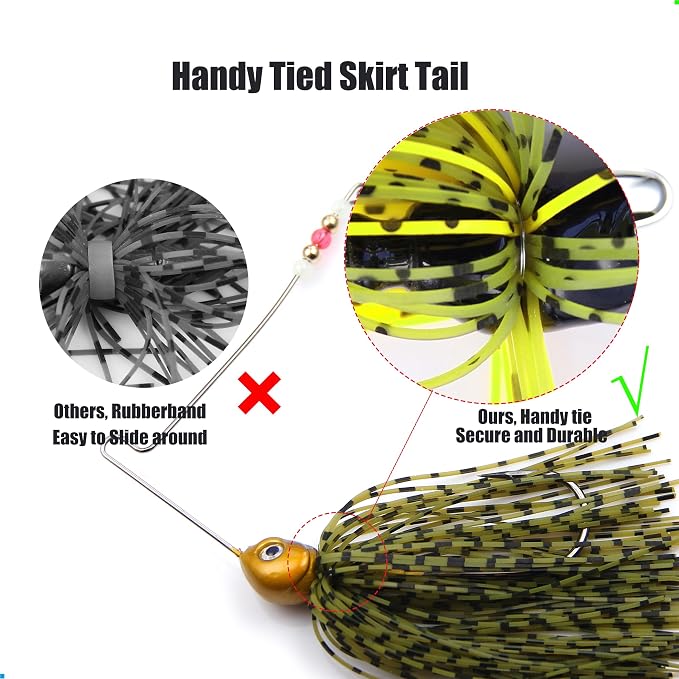 EXAURAFELIS Spinnerbaits Fishing Lures for Bass Fishing Spinner Bait with Skirt Bass Lure Spinner Blades fishingbait Pikelures Trout Lure Salmon Lures Spinnerbait Buzzbait Swimbait