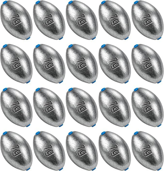 Alwonder Egg Sinkers Fishing Weights 3/16-10oz, Oval Lead Fishing Weights Sinkers Bass Fishing Casting Egg Sinker Saltwater Freshwater Tackle