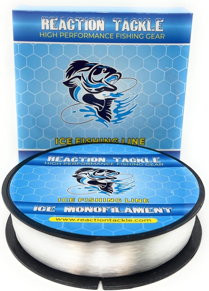 Reaction Tackle Ice Monofilament Fishing Line - High Performance Ice Fishing Line with Low Memory, High Abrasion Resistance, Freezing-Resistant - Strong and Sensitive 1000 Yard Spool Mono Line