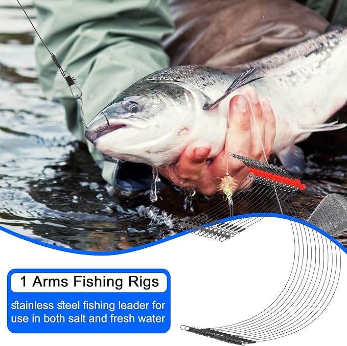 Fishing Leaders Saltwater Tackle Rig Surf Fishing Rigs with Swivel Snaps High Strength Wire Leader Bottom Rigs Fishing Gear Equipment for Lures Bait Hooks