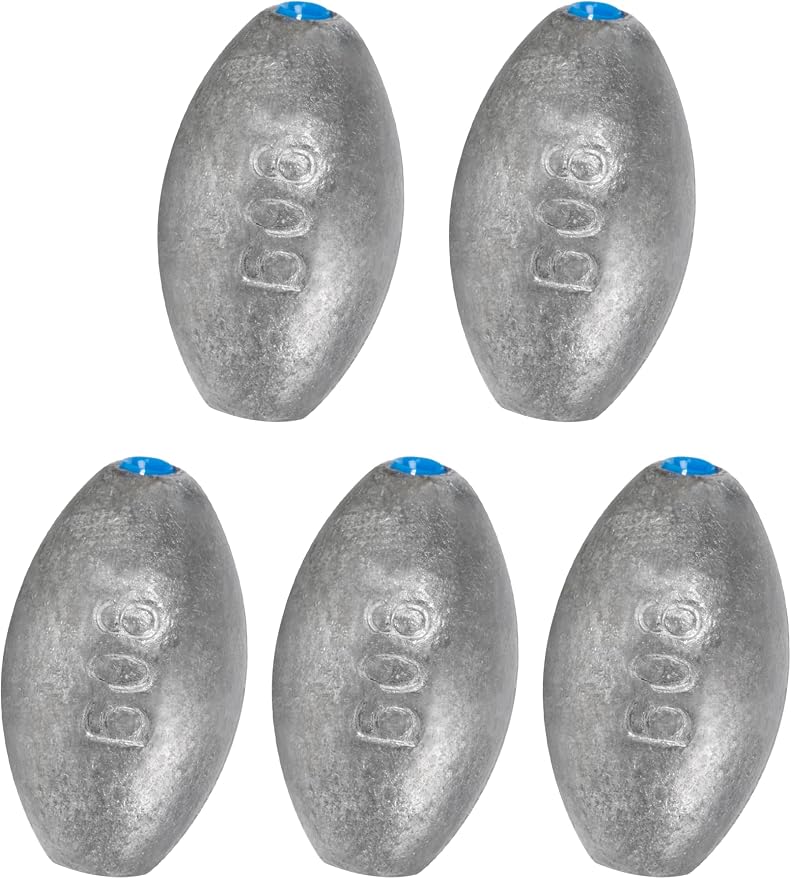 BLUEWING Egg Sinkers Fishing Weights Oval Shaped Fishing Sinkers Lead Fishing Sinker for Saltwater Fishing，1/8 oz to 7 oz