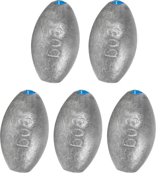 BLUEWING Egg Sinkers Fishing Weights Oval Shaped Fishing Sinkers Lead Fishing Sinker for Saltwater Fishing，1/8 oz to 7 oz