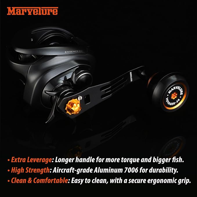 Power Handle 2.95'' (75 mm) Compatible for Shimano Curado Tranx, Daiwa Lexa, Penn Fathom Squall Low Profile, Okuma Komodo, Quantum Accurist Baitcasting Reels