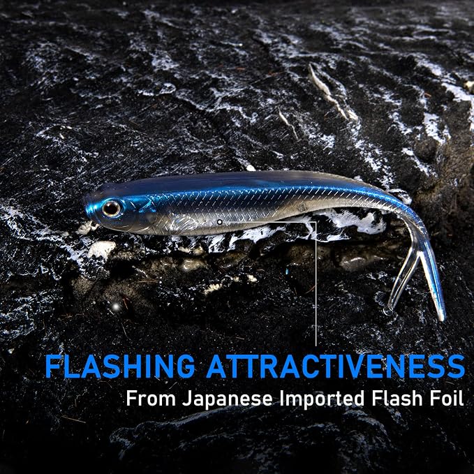 Dr.Fish Soft Plastic Baits, Fork Tail Soft Jerkbait Minnow Lures, 3 to 4-3/4 Inches Soft Swimbaits Jerk Shad Baits Crappie Bass Fishing Lures