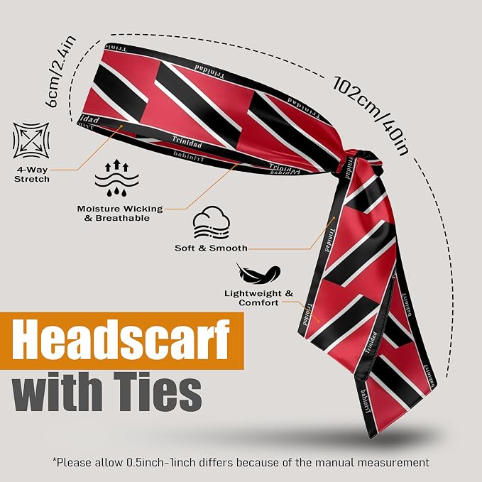 Flag Tie Headbands for Men Women, Moisture Wicking Sweatband Breathable Sports Headwrap, Non-Slip Stretchy Adjustable Fitness Hair Band