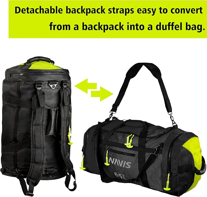 Sailing Duffel – High-Capacity Waterproof Dry Bag for Watersports and Fishing(Black,65L)