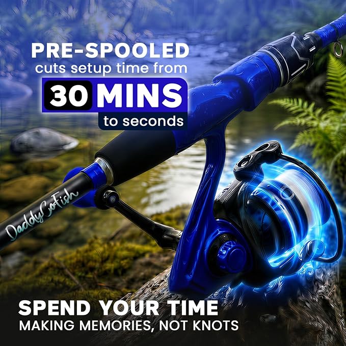 DaddyGoFish Spinning Fishing Rod and Reel Combo Set with Tackle Box | Kids Fishing Pole | Carbon Fiber Telescopic Fishing Rod Kit | Spinning Reel for Travel Saltwater Freshwater Fishing Gear Kit