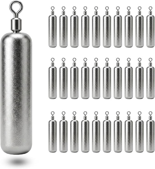 Drop Shot Fishing Weights with Rolling Swivel Streamlined Lead Fishing Sinkers for Freshwater Saltwater Catfish Bass Casting Fishing and Bottom Fishing Rigs