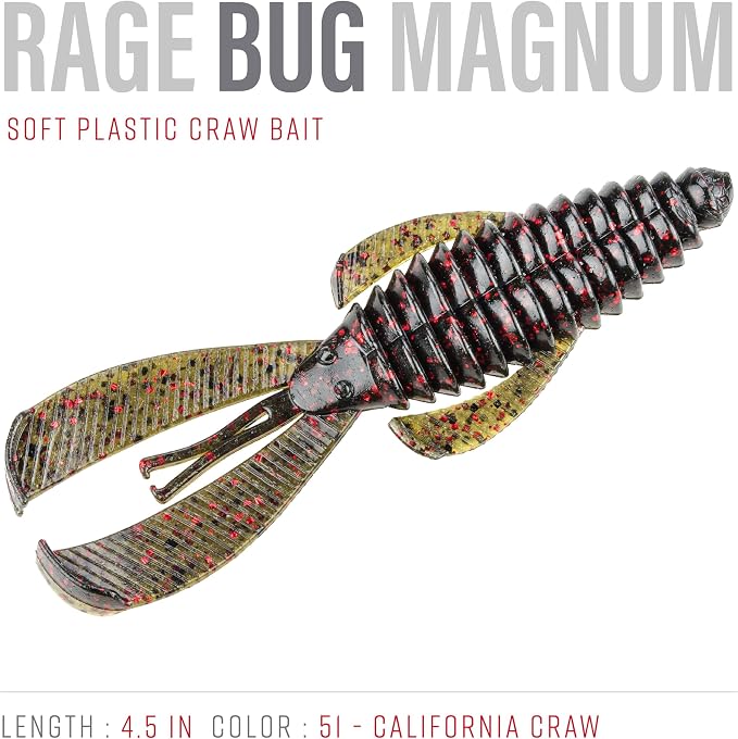 Strike King Rage Bug Fishing Lure, Soft Plastic Grub, Unique Design, Subtle Action