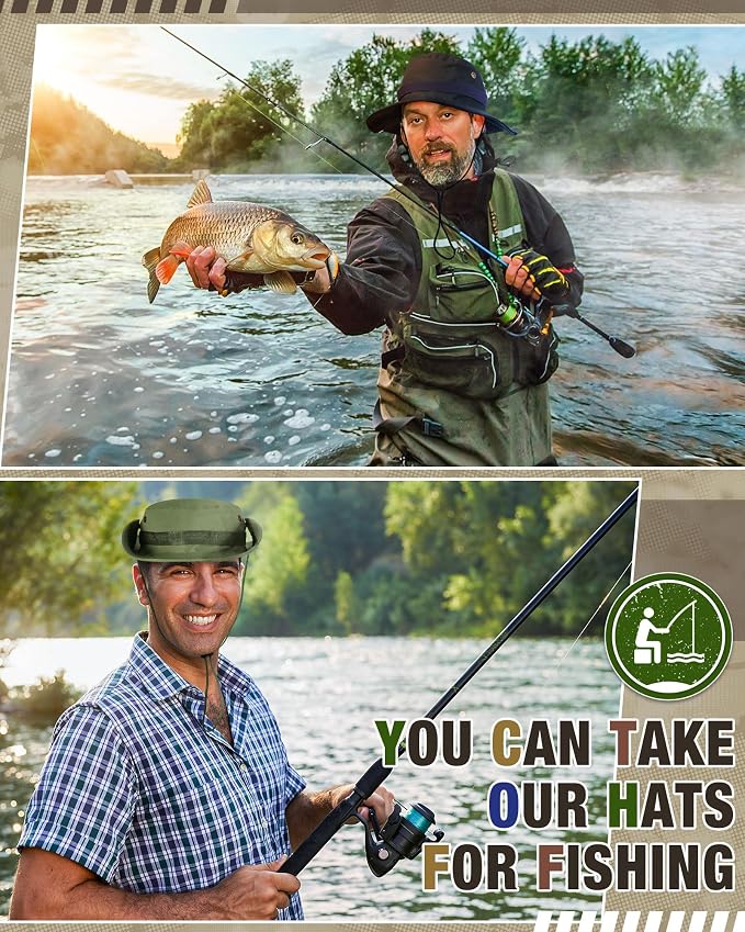Foaincore Safari Hats Wide Brim Boonie Bucket Hats Sun Protection Summer Fishing Hat for Men Women Hunting Hiking
