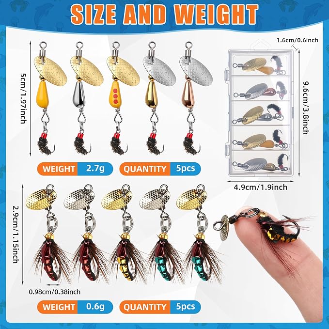 Skylety 10 Pieces Mini Fishing Lures Fishing Hard Baits Hooks Crankbaits Lures Baits Topwater for Freshwater Saltwater Trout Bass Perch with Box