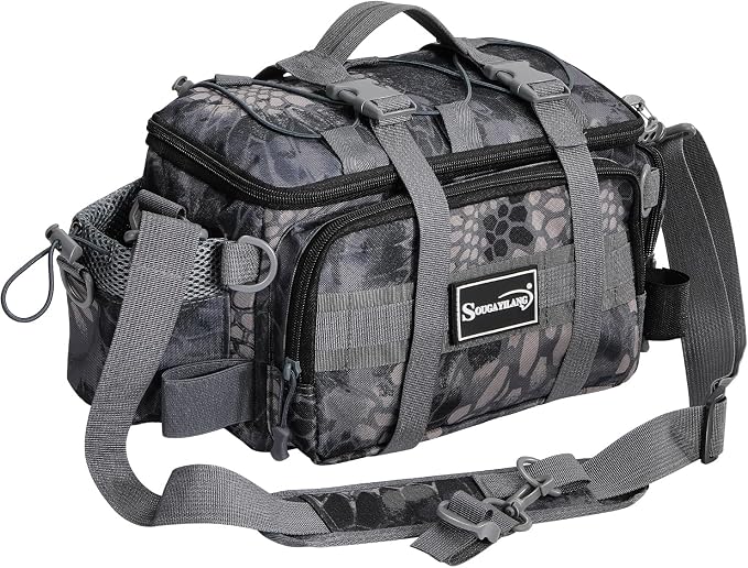 Sougayilang Fishing Tackle Bags - Fishing Tackle Storage Bags for Saltwater or Freshwater Fishing Gear - Padded Shoulder Strap - Tackle Box Bag Fishing Bag(Grey)