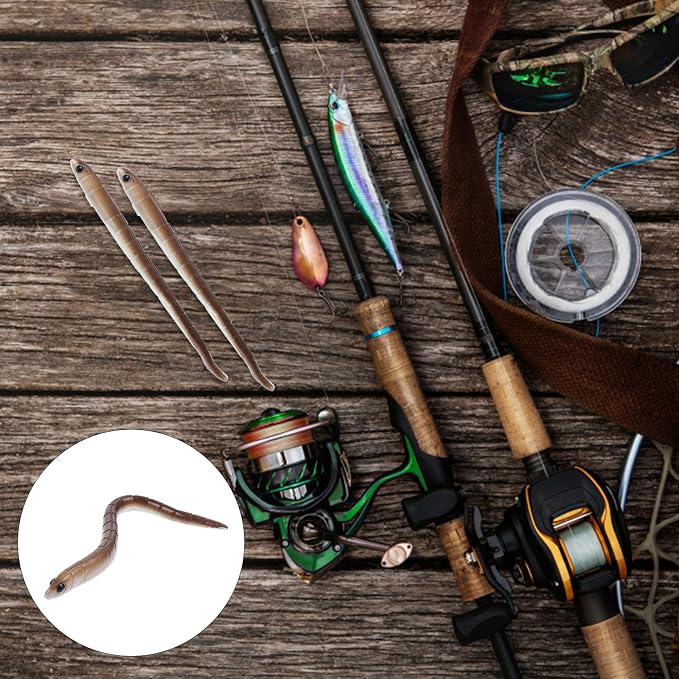 Yardwe Soft Earthworm Fishing Lures 9cm 1. Colorful Soft Worm Baits 10pcs Realistic Bass Trout Bait for Freshwater Fishing