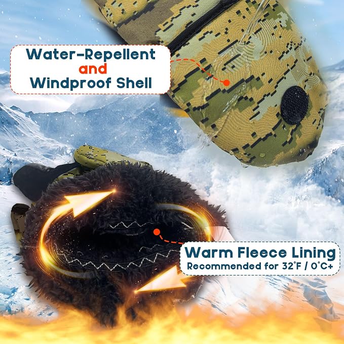 Riverruns Winter Fishing Gloves Convertible Mittens and Fingerless Gloves for Men Women, Ideal for Ice Fishing, Photography, Hunting, Outdoor Use