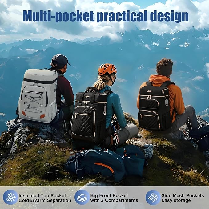 Backpack Cooler Insulated Leak Proof, Lightweight Soft Sided Cooler Backpack for Men Women, Waterproof Beach Cooler Bag Lunch Backpack for Camping Hiking Picnic Fishing Travel Outdoor