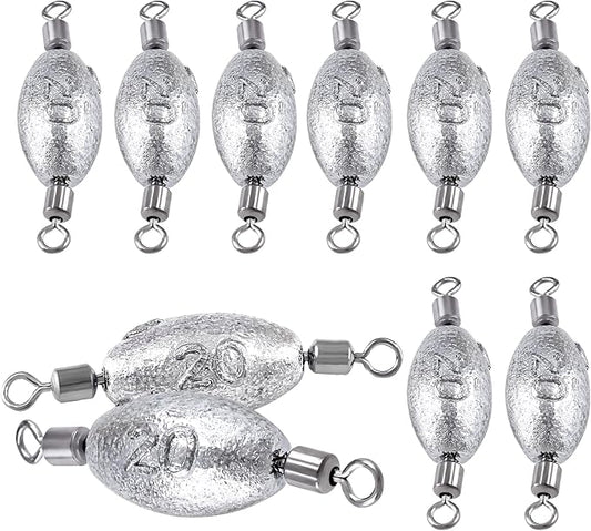 Hitefu Fish Weight Sinkers, Inline Weights Lead Fishing Weights Trolling Sinkers, Egg Sinkers for Bottom Fishing (3/8, 1/2, 3/4oz)