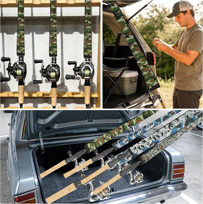 Neoprene Camo Fishing Rod Sleeves,Fishing Pole Sleeves,Fishing Rod Socks | UV Resistance,Puncture Resistant, Protect Casting, Spinning, Trolling Fishing Rods, Storage, tangled-free,75in,68in,60in