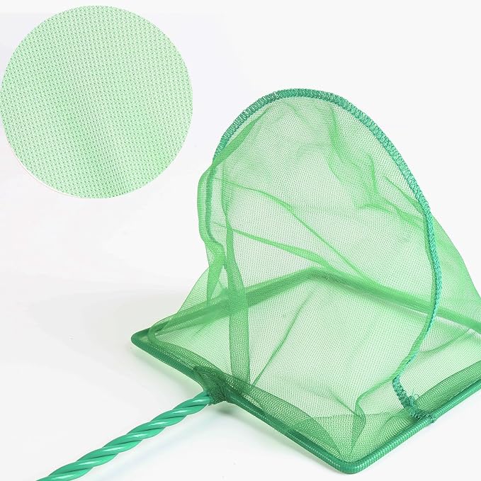 4 Pack Aquarium Fish Net Fine Quick Catch Mesh Nylon Fishing Catch Nets with Plastic Handle for Fish Tank Mesh Nets Scoop - Green