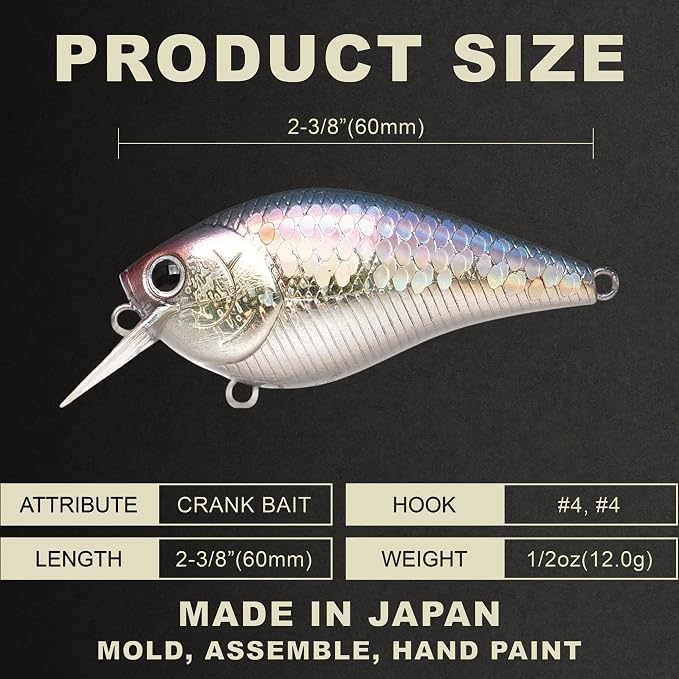 LUCKY CRAFT LC 1.5 Silent Squarebill Crankbait Fishing Lure, 2-3/8", Bass Fishing Lures for Freshwater, Hard Crankbait with Treble Fishing Hooks, Fishing Accessories
