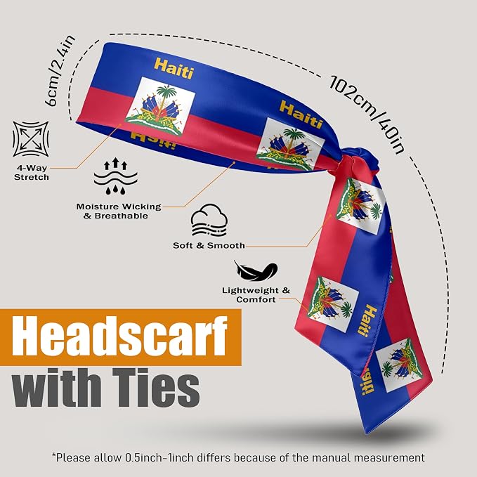 Flag Tie Headbands for Men Women, Moisture Wicking Sweatband Breathable Sports Headwrap, Non-Slip Stretchy Adjustable Fitness Hair Band